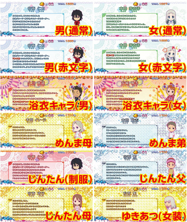 設定示唆】REG中のキャラ紹介[パチスロ あの日見た花の名前を僕達は